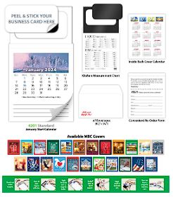 Promotional Business Calendar w Peel Stick Business Card Magnet